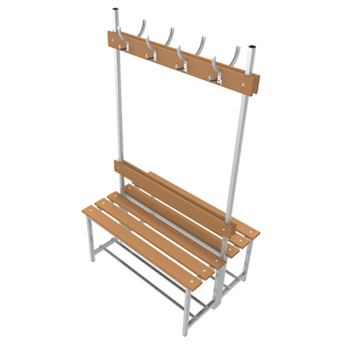 banco de madera y acero